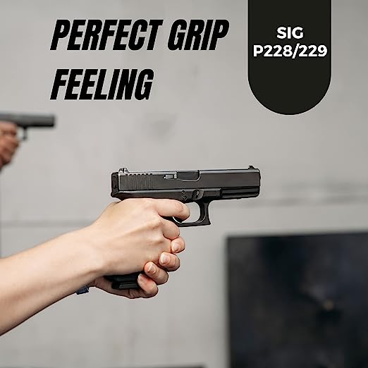 Sig Sauer P228 - P229 and M11-A1 Gold Metal Grips Red Colour Disayn(P229 (DA/SA) (Doesn`t fit P229 Legion SAO))