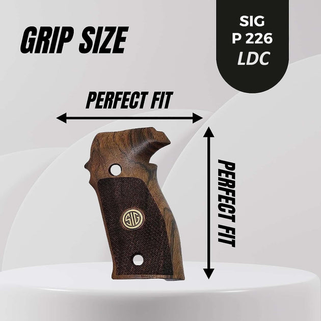 Sig Sauer P226 LDC II and LDC 2 Walnut Wood Grips Gold Sig Metal Logo