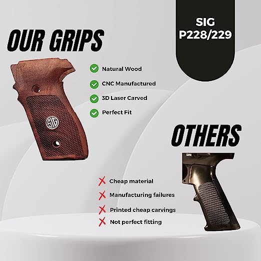 Sig Sauer P228 - P229 and M11-A1 Silver Metal Grips