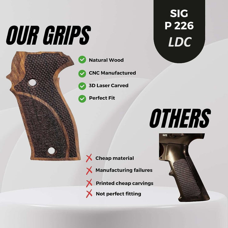 Sig Sauer P226 LDC II and LDC 2 Walnut Wood Grips