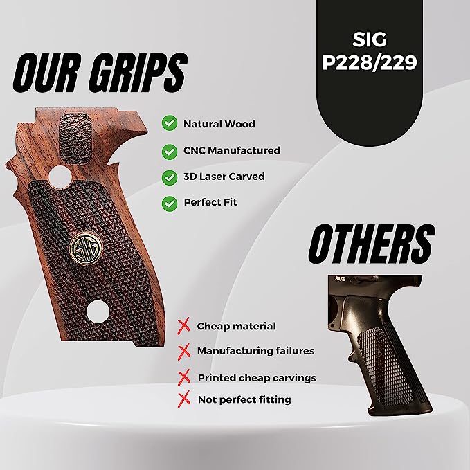 Sig Sauer P228 - P229 and M11-A1 Silver Metal Grips